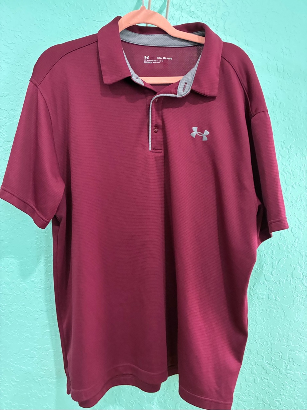 Under Armour Men's Maroon Polo loose golf 2XL burgundy activewear